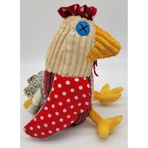 Original Les Deglingos Chicken Hen Plush  11" Red Yellow Pink Blue - Picture 2 of 11